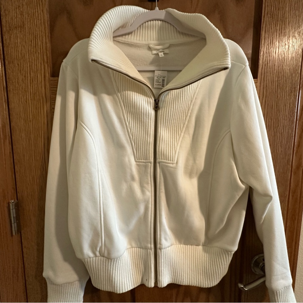 Maurices White Zip-Up Sweatshirt Jacket